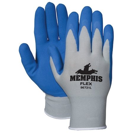 Mcr Safety MCR Safety Memphis Flex Seamless Nylon Knit Gloves, Large, Blue/Gray - 1 Pair, Palm and Fingers 96731L